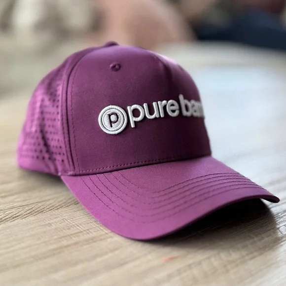 NWT Pure Barre Embroidered Logo Purple Adjustable Baseball Cap Hat - Picture 3 of 5